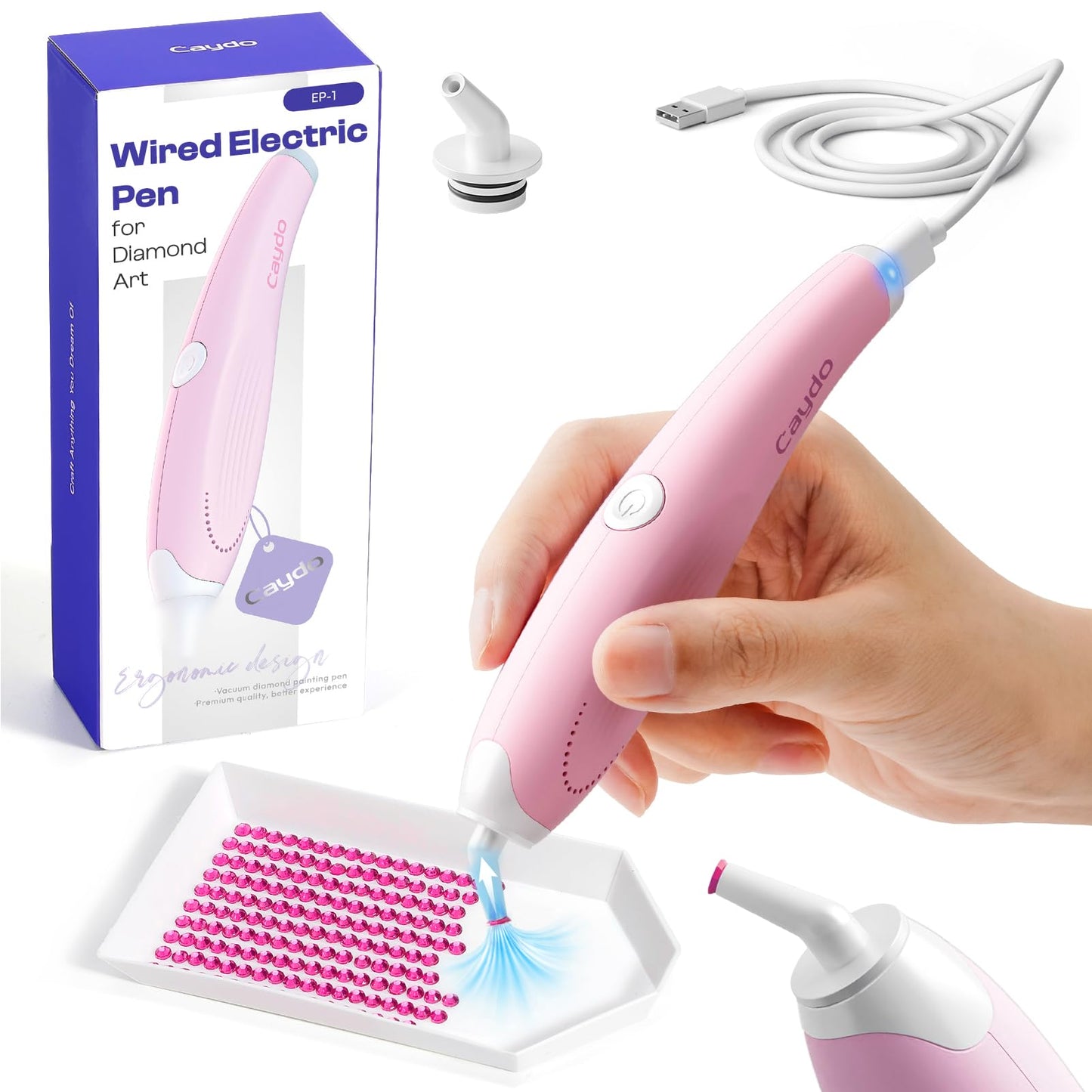 Caydo Electric Diamond Painting Pen Plug-in E-Painter for Pink DIY Art NEW
