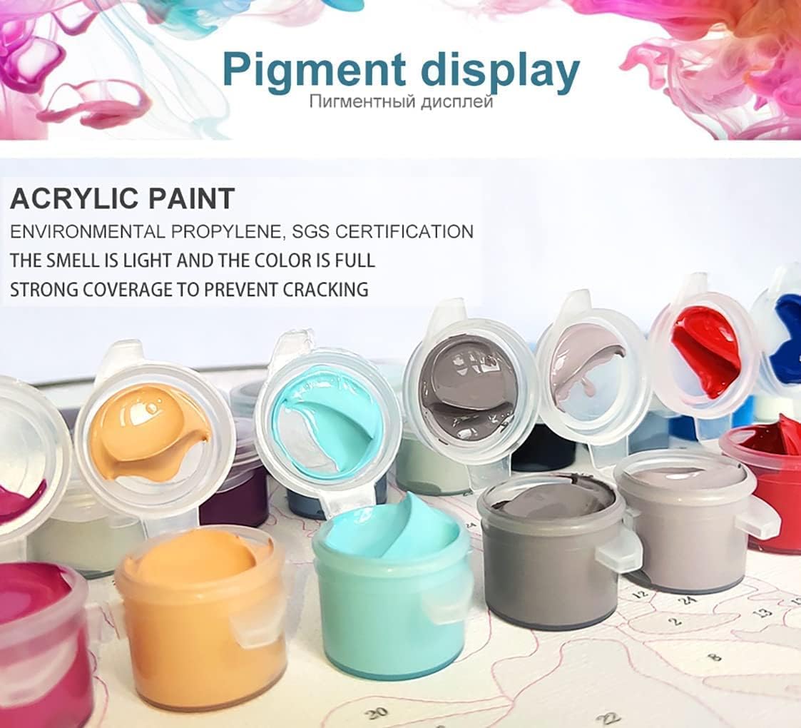 Eiazuiks Adults' Paint-By-Number Kit Linen Canvas Propylene Paints Beginners NEW