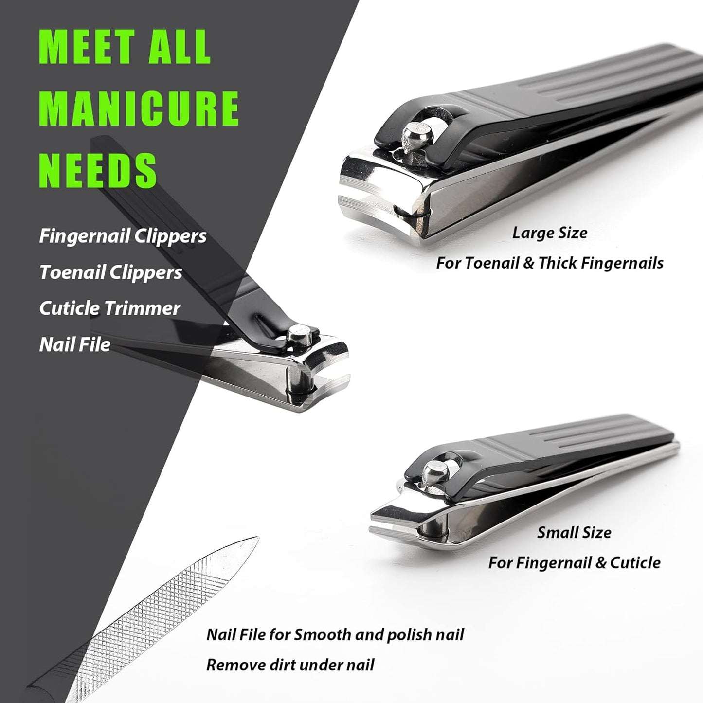 LePinko Nail Cuticle Trimming Tool Set Stainless Steel Curved Clippers Black NEW