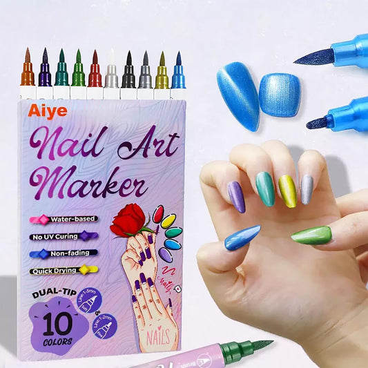 Multicolor Nail Art 10 Pens Set for Temporary Body Tattoos & Markers NEW
