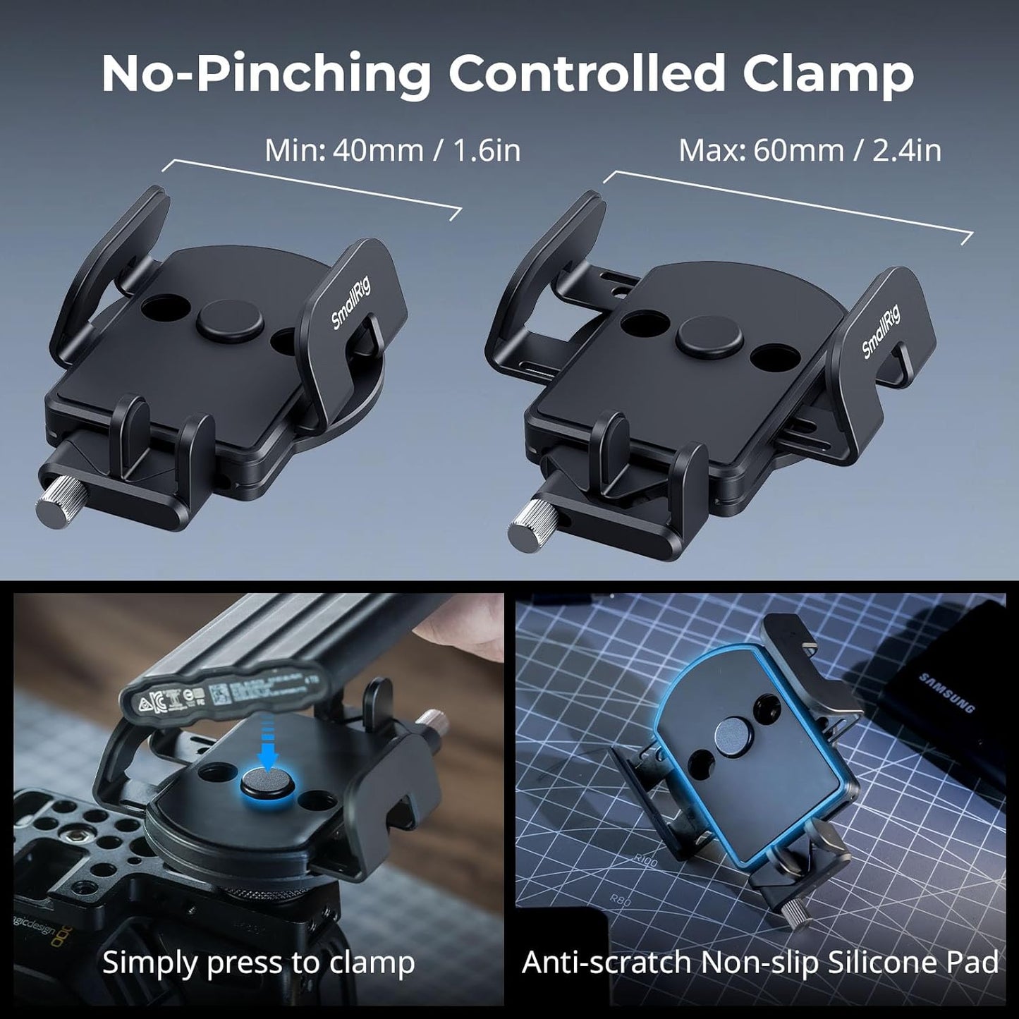 SMALLRIG Universal SSD Holder with Cold Shoe Cable Clamp for 40-60mm Wide NEW