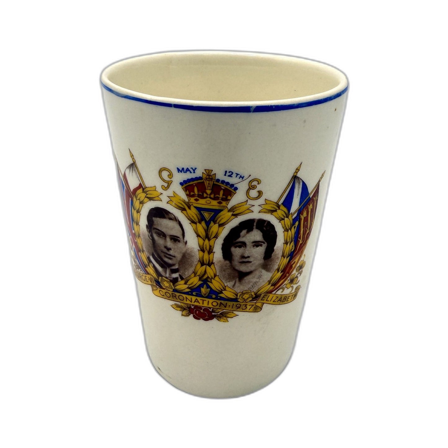Antique J & G Meakin England 1937 Commemorative Coronation Ceramic Cup 