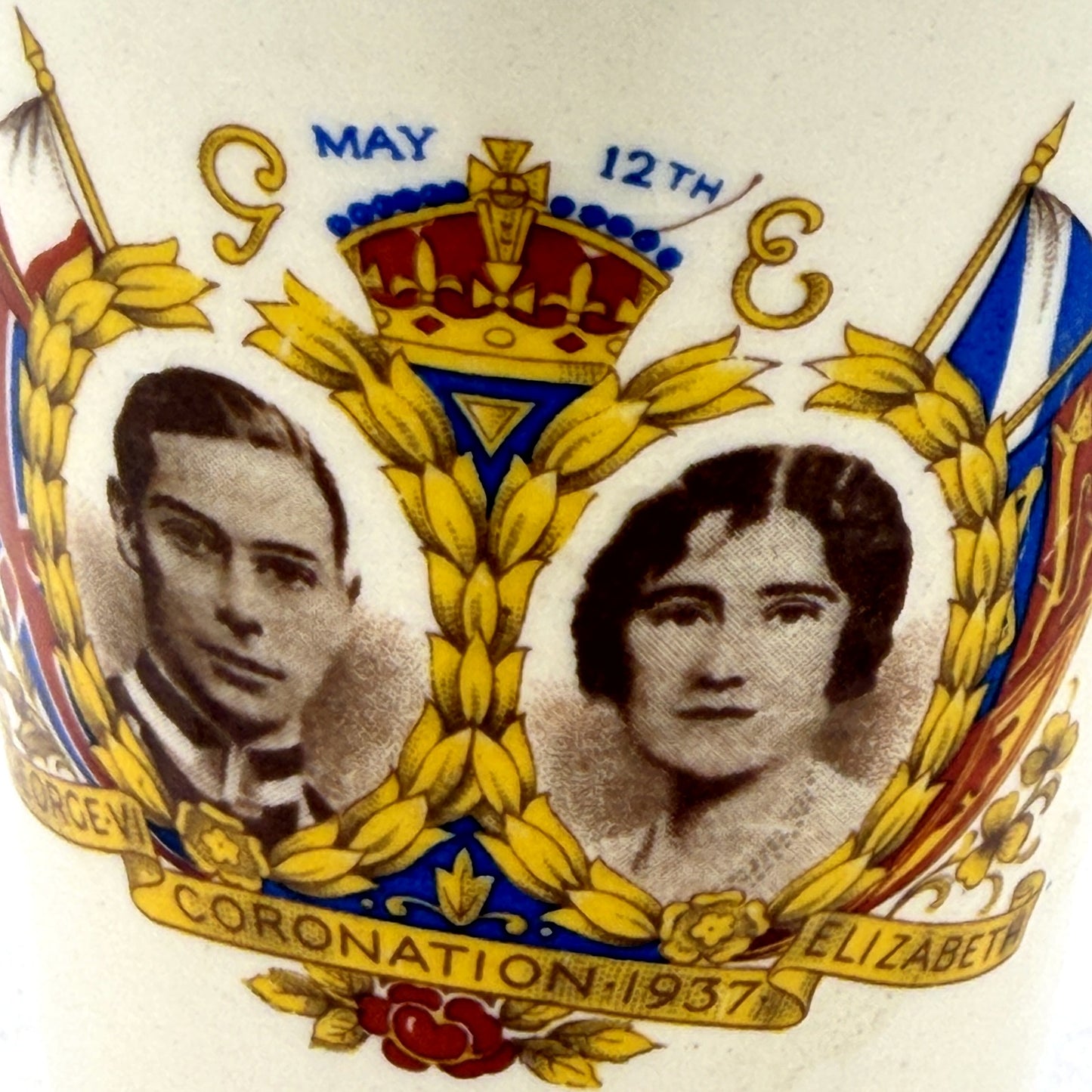 Antique J & G Meakin England 1937 Commemorative Coronation Ceramic Cup
