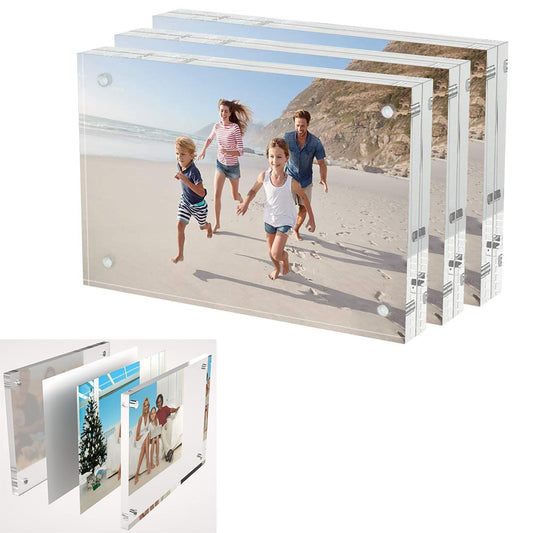 Emapoy 4x6 Double-Sided Transparent Acrylic Magnetic Picture Frames NEW