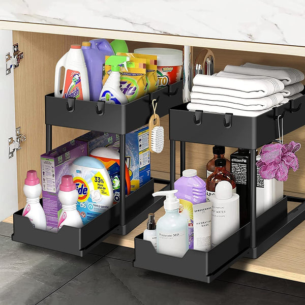 ZeJlo 2-Pack Under Sink Organizer Sliding Drawer Shelf Pull Out Racks NEW