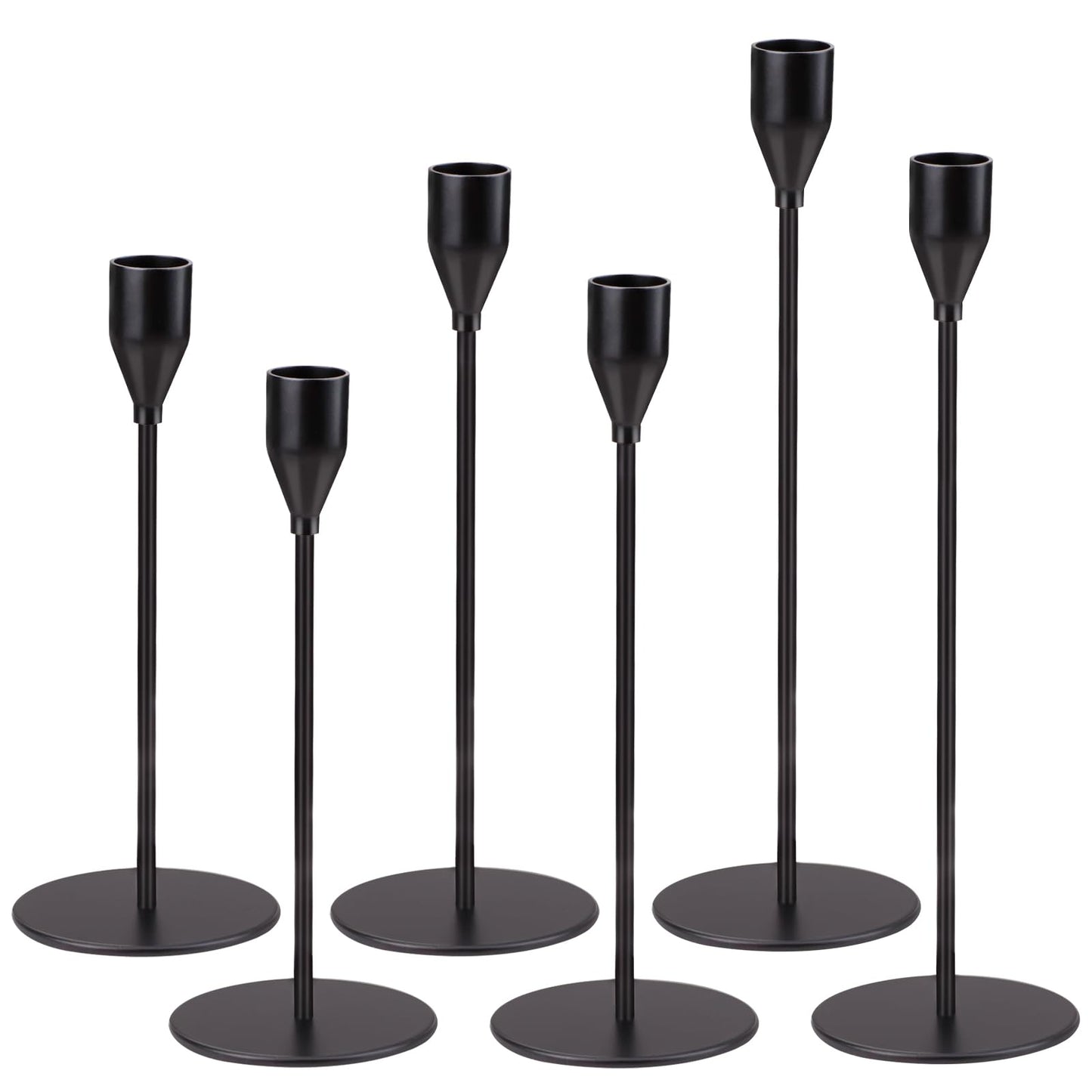 SHAIDOJIO Matte Black Taper Candle Holder Set of 6 Candlestick Home Decir NEW