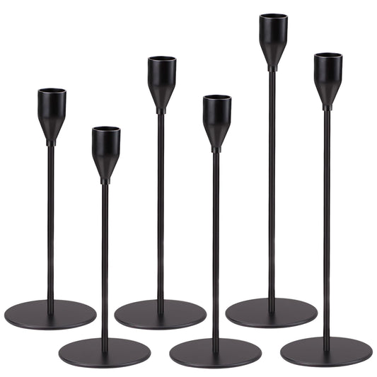 SHAIDOJIO Matte Black Taper Candle Holder Set of 6 Candlestick Home Decir NEW