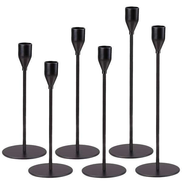 SHAIDOJIO Matte Black Taper Candle Holder Set of 6 Candlestick Home Decir NEW