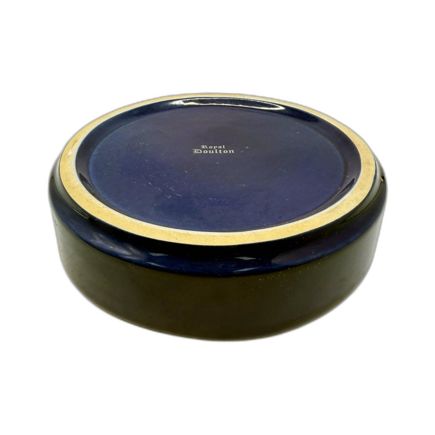 COLLECTABLE Royal Doulton Royal Blue Gloss Ceramic Round Trinket Dish