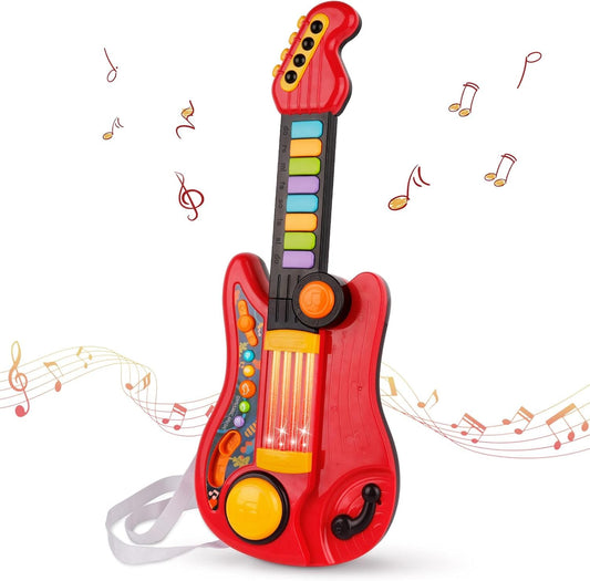 Bytebliss 2-in-1 Musical Toy Instruments: Piano and Electric Guitar RED DEMO