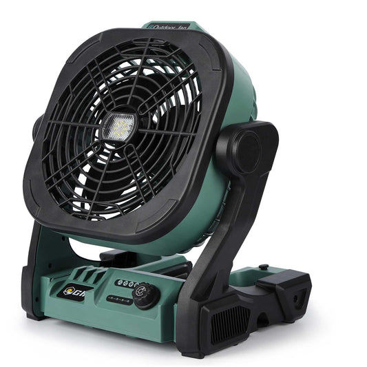 BokMaTon Portable Fan Jobsite & Camping With Power Cord & Battery Slot Green NEW
