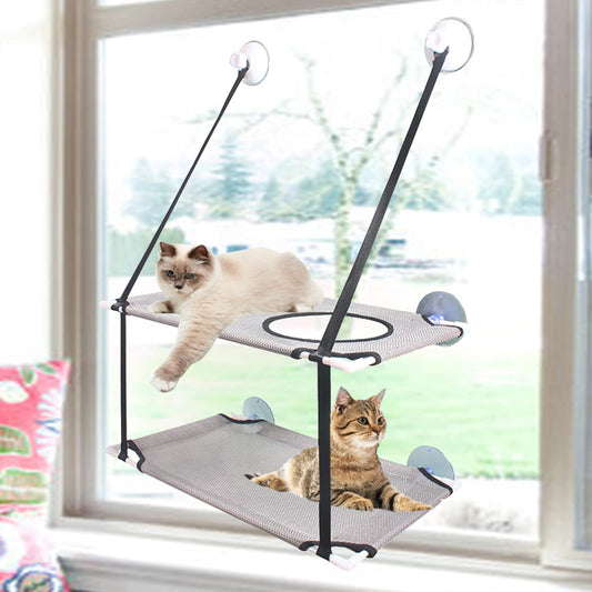 AHYUANBA Double Layered Grey Cat Window Perch Hammock for Cats to Nap  NEW