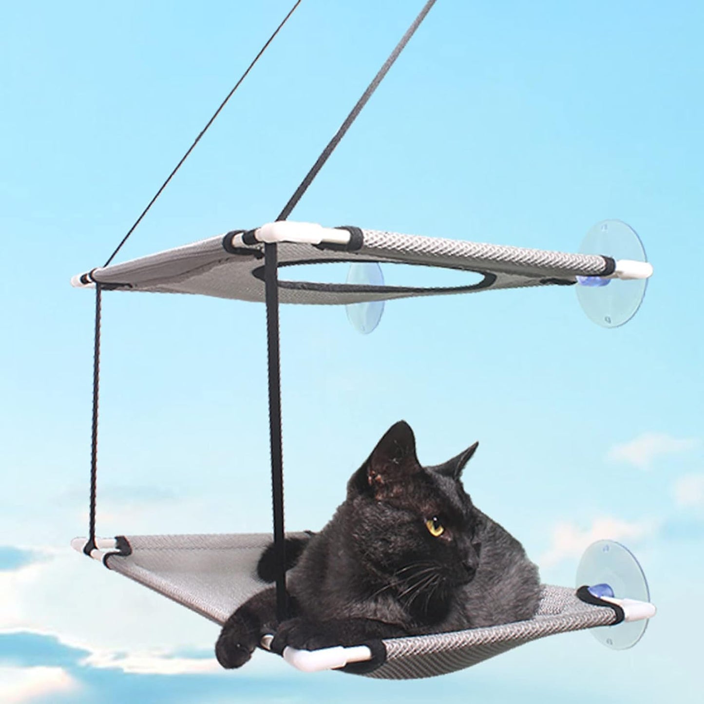 AHYUANBA Double Layered Grey Cat Window Perch Hammock for Cats to Nap  NEW
