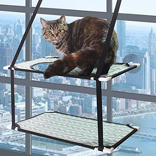 AHYUANBA Double Layered Grey Cat Window Perch Hammock for Cats to Nap  NEW