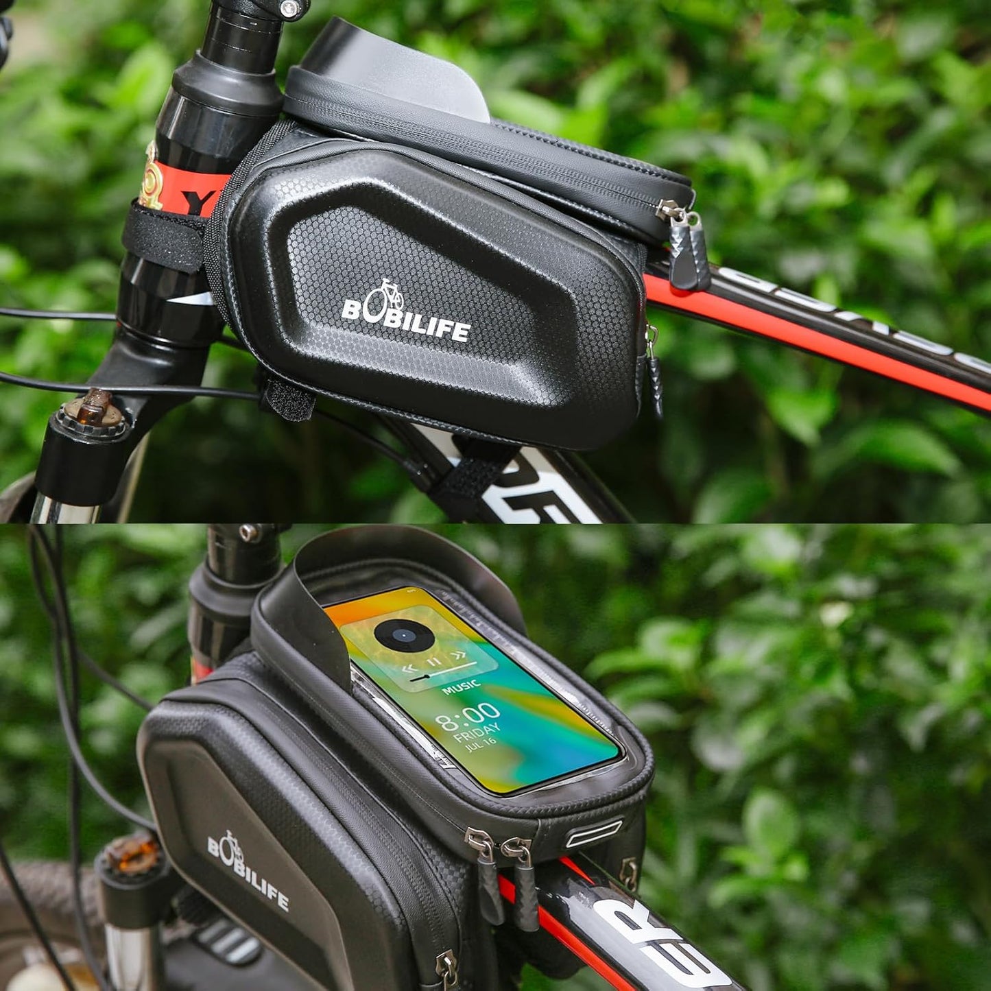 BOBILIFE Handlebar Bag with Touchable Phone Holder Bicycle Waterproof Black NEW