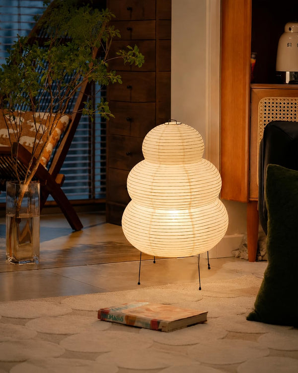 KSUCTE Handmade Rice Paper Lantern Floor Lamp in Snowman Shape, White Color DEMO