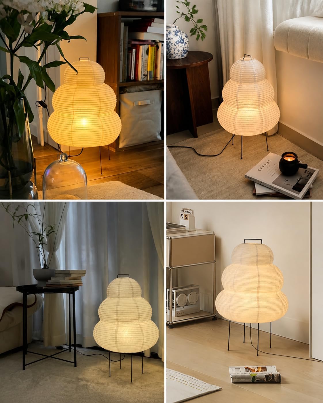 KSUCTE Handmade Rice Paper Lantern Floor Lamp in Snowman Shape, White Color DEMO