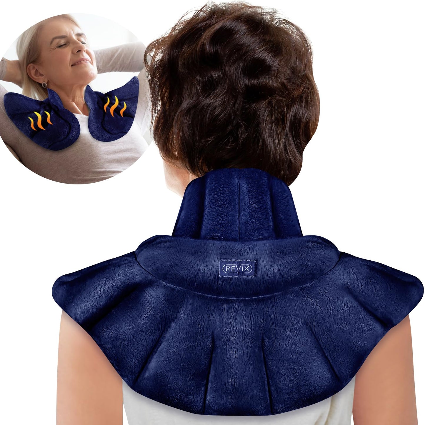 REVIX Microwavable Heating Pad for Neck, Shoulders and Back Navy DEMO