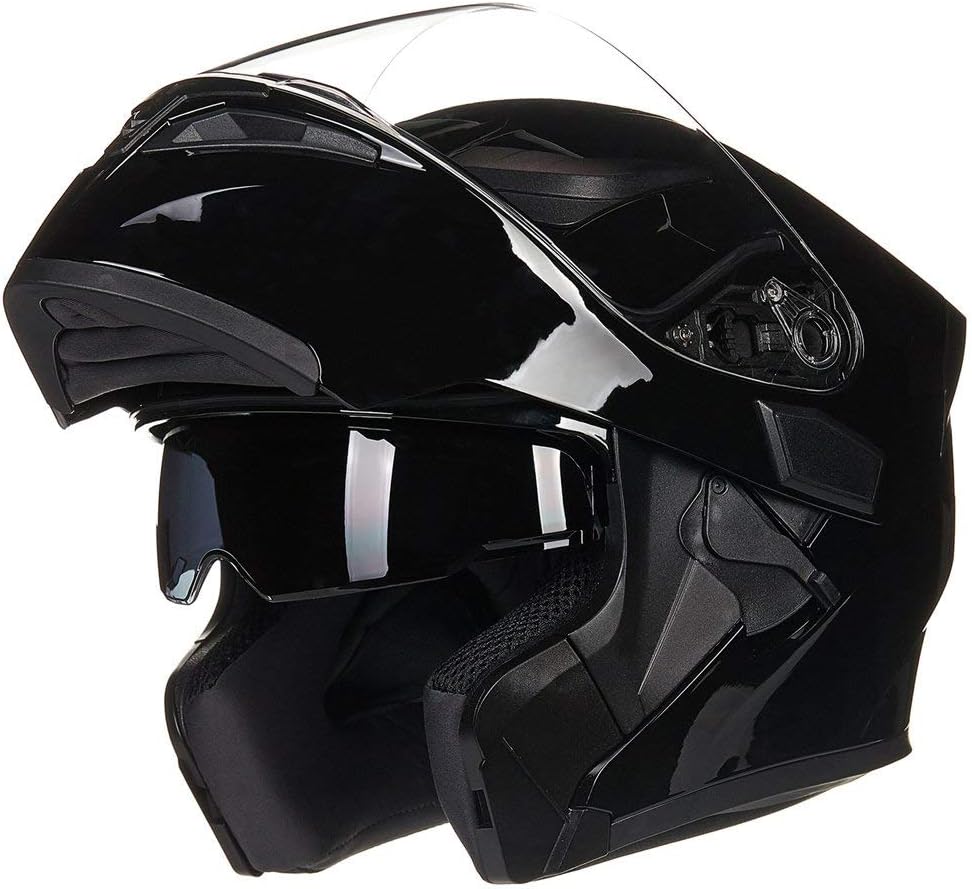 ILM Motorcycle Motorbike Modular Full Face Helmet in Gloss Black Size M DEMO