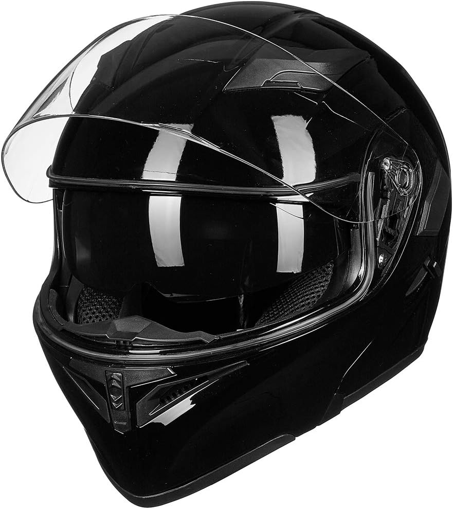 ILM Motorcycle Motorbike Modular Full Face Helmet in Gloss Black Size M DEMO