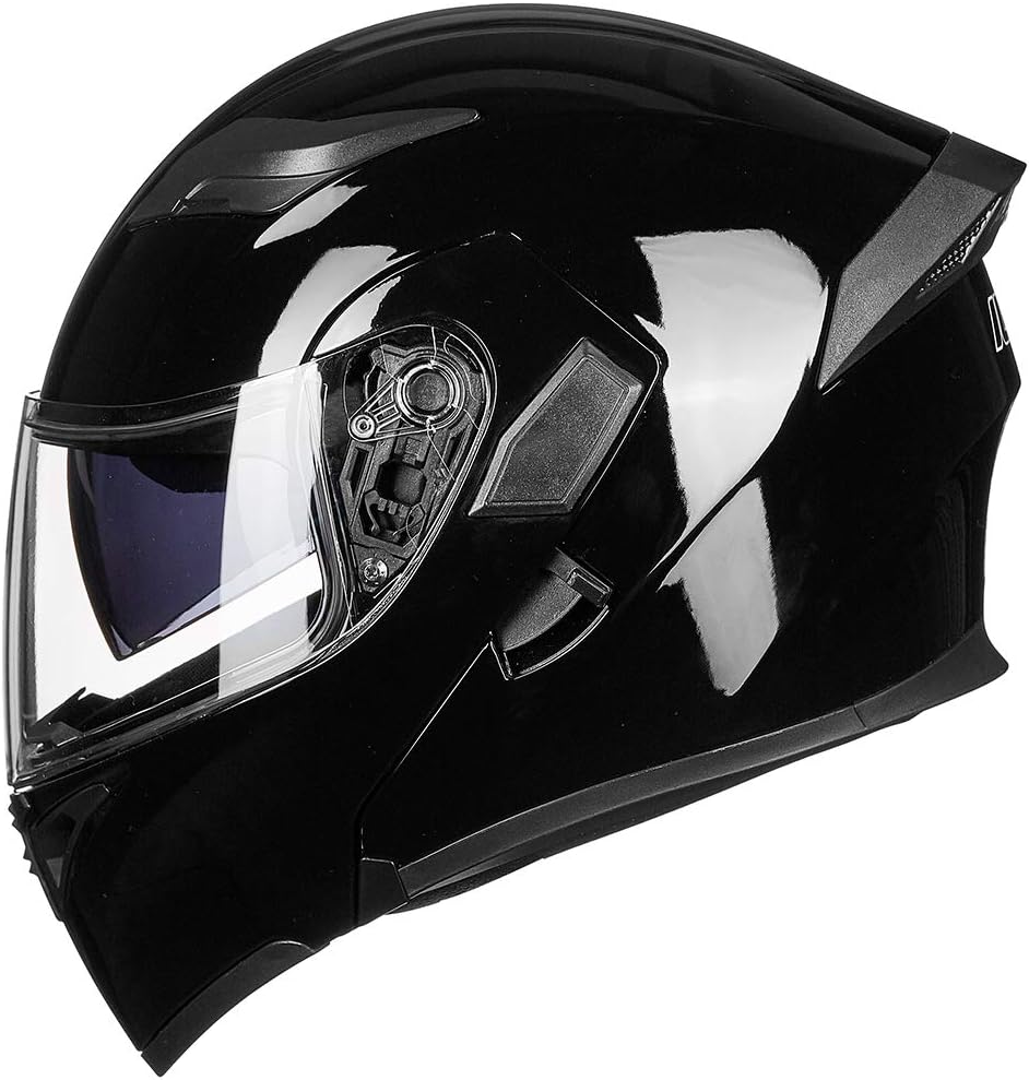 ILM Motorcycle Motorbike Modular Full Face Helmet in Gloss Black Size M DEMO