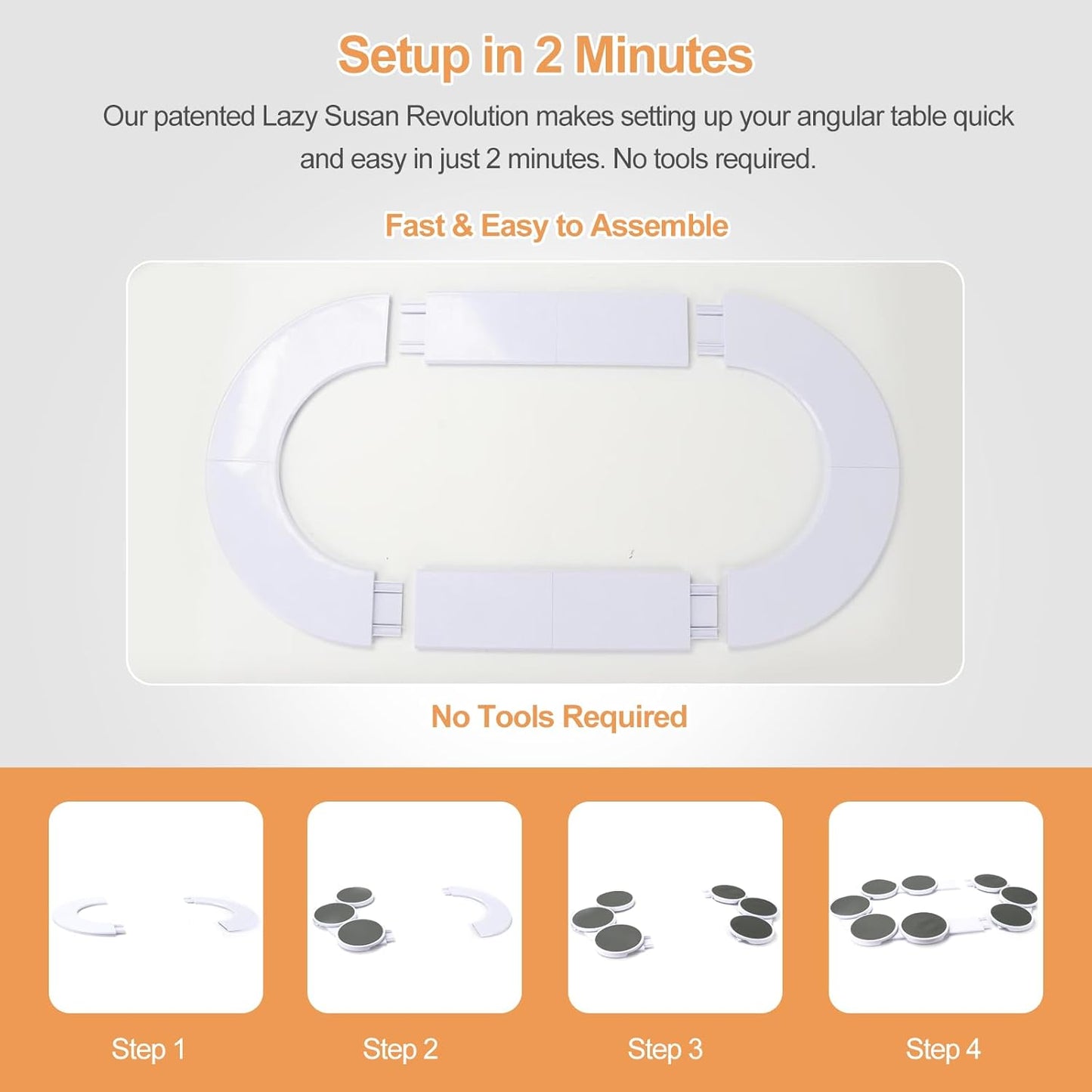 Ruaizel Expandable Serving Tray Turntable for Rectangular Tables White NEW