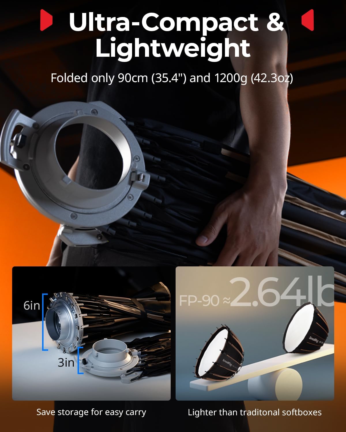 SMALLRIG 35.4" Soft Boxes Parabolic Softbox with Bowens Mount Studio 5395 NEW