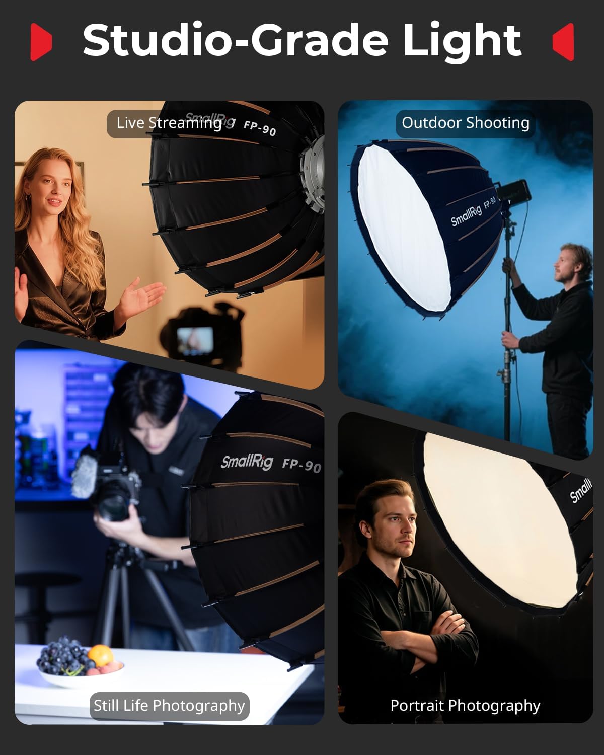SMALLRIG 35.4" Soft Boxes Parabolic Softbox with Bowens Mount Studio 5395 NEW