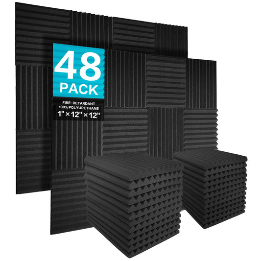 JBER 48Pc Acoustic Panels Studio Foam Wedges Soundproof Noise Reduction NEW