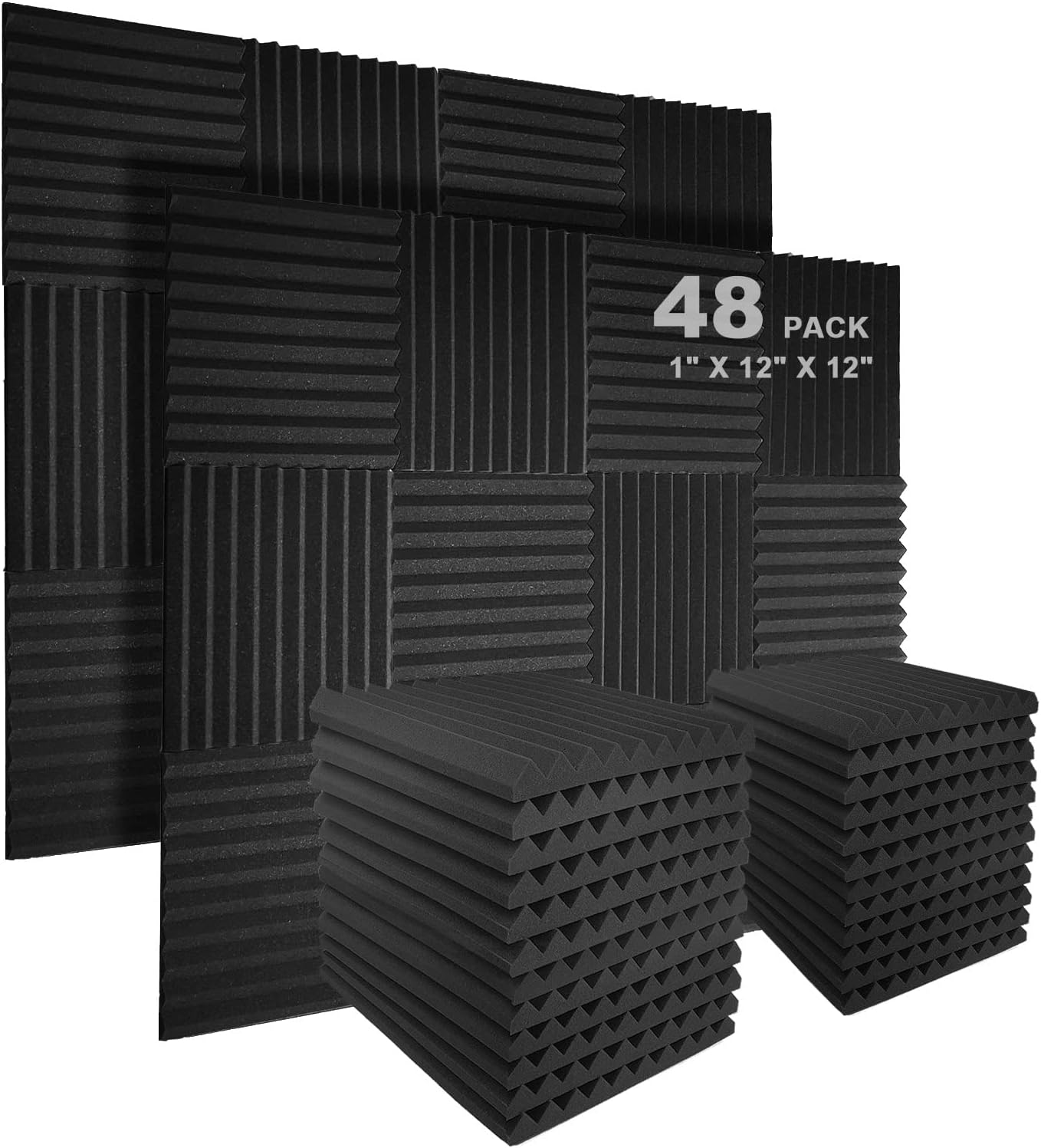 JBER 48Pc Acoustic Panels Studio Foam Wedges Soundproof Noise Reduction NEW