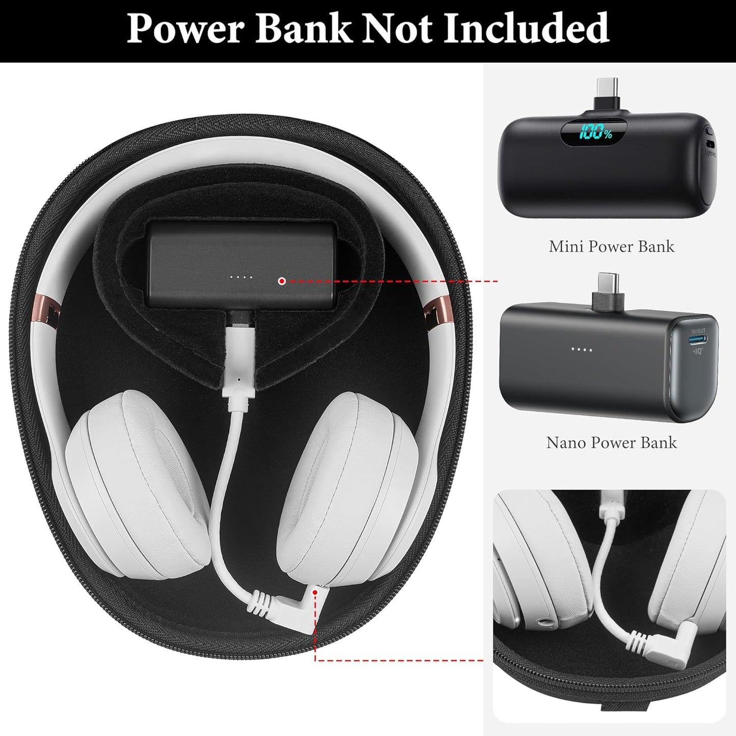 Geekria Black Cases Charging Headphone Case for Beats Solo 4 & Studio Pro NEW