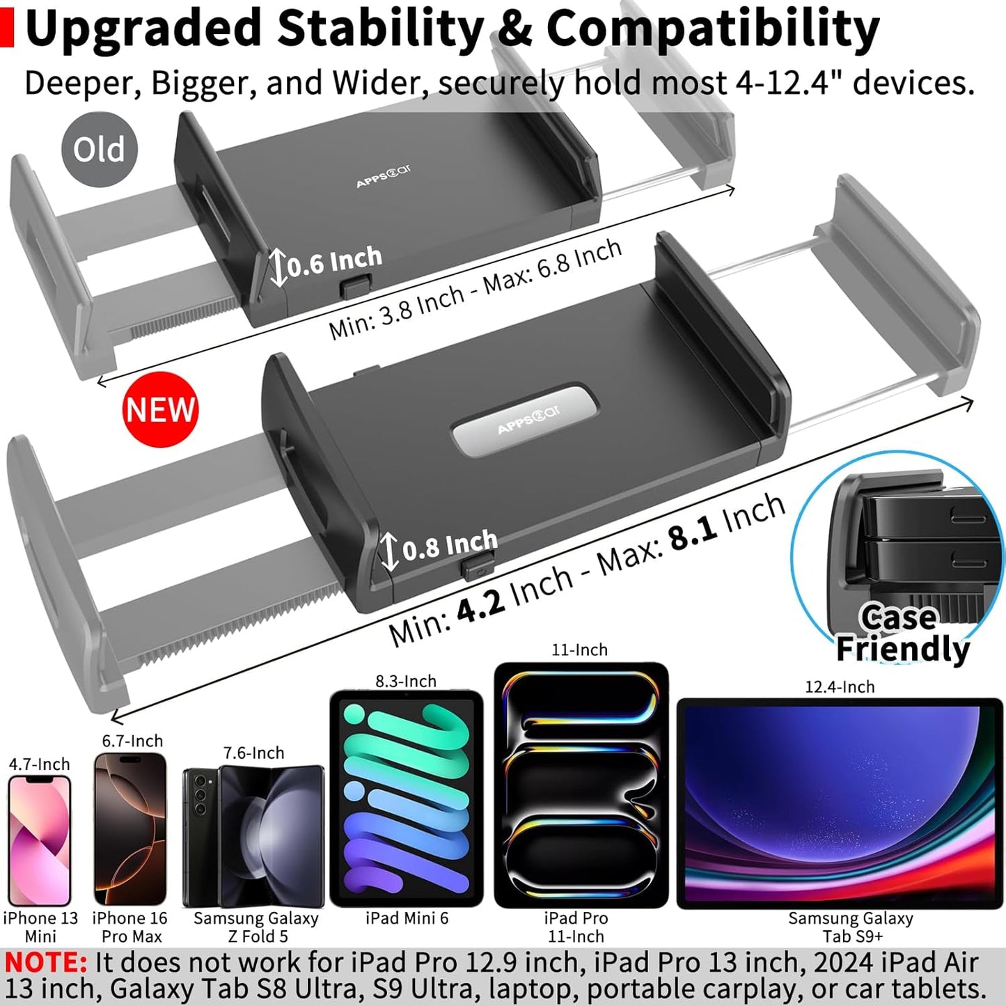 APPS2Car Universal Tablet Car Mount Holder for 7-11 Inch Devices - NEW