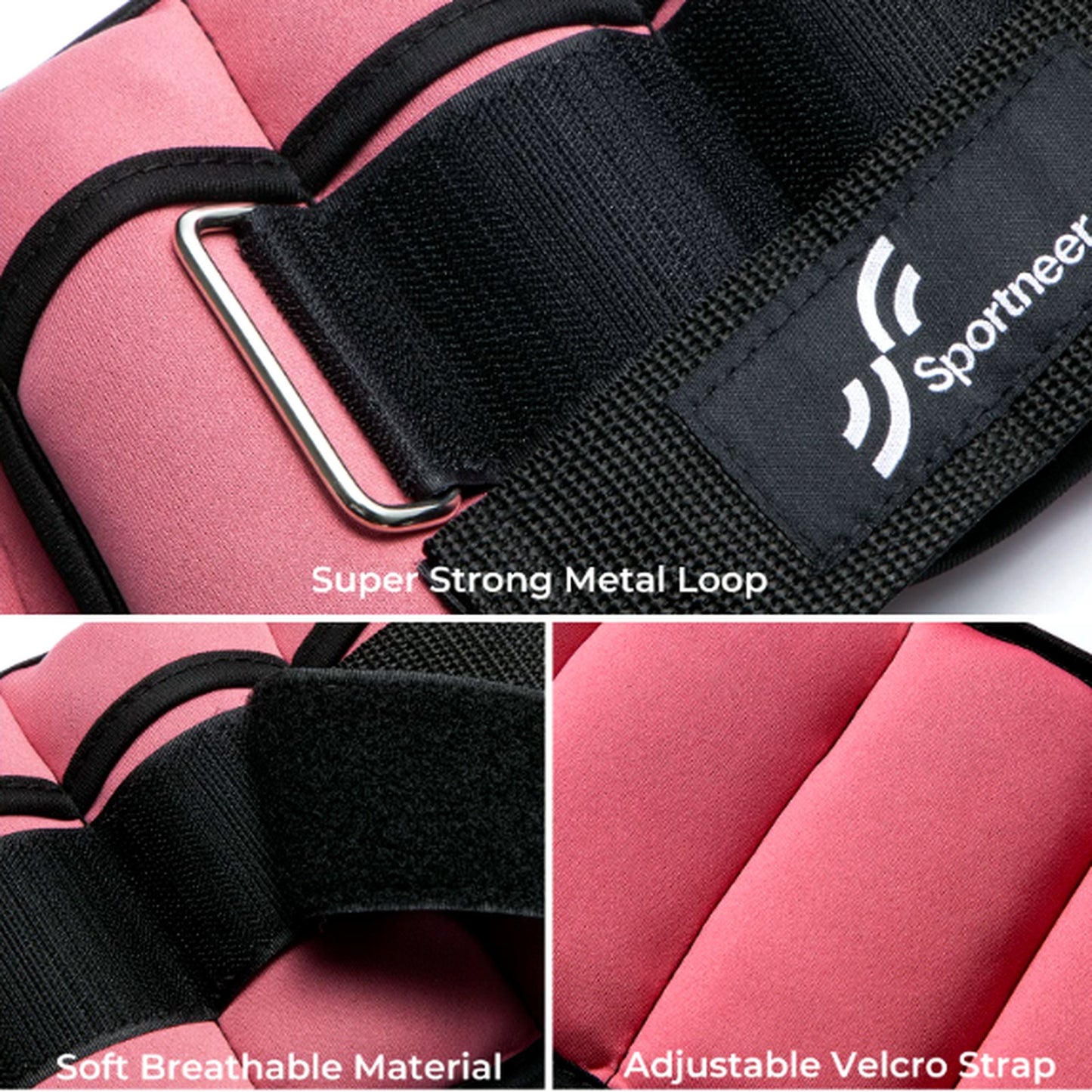 Sportneer Adjustable Ankle Weights 0.9-4.5 kg, 1-5 lbs Each Pair PINK NEW