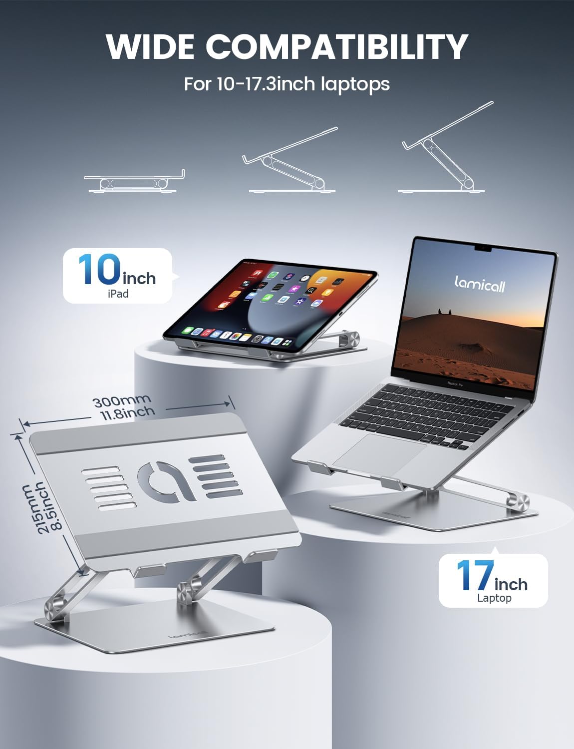Lamicall Adjustable Stands Portable Aluminum Laptop Stand Riser for Home NEW
