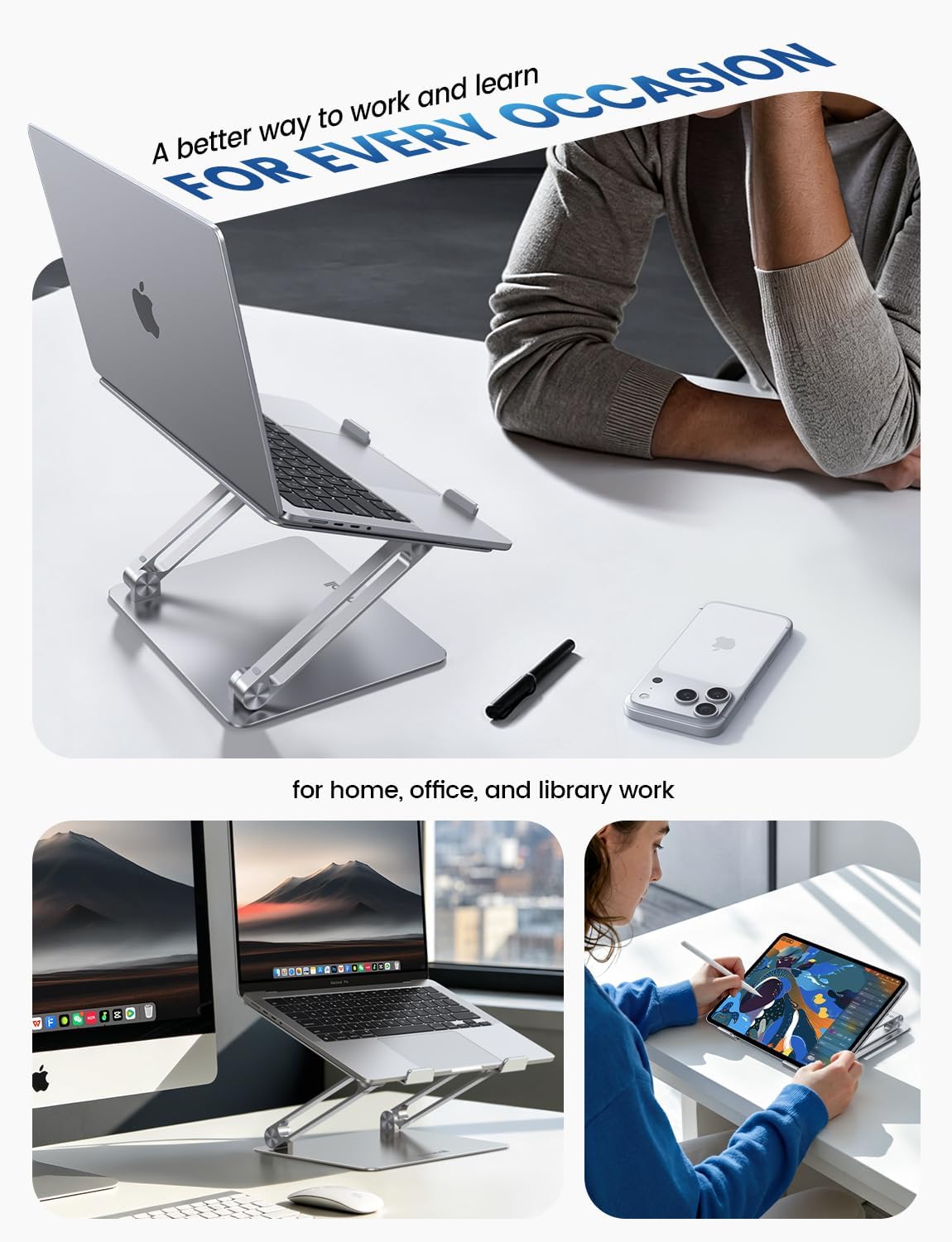 Lamicall Adjustable Stands Portable Aluminum Laptop Stand Riser for Home NEW