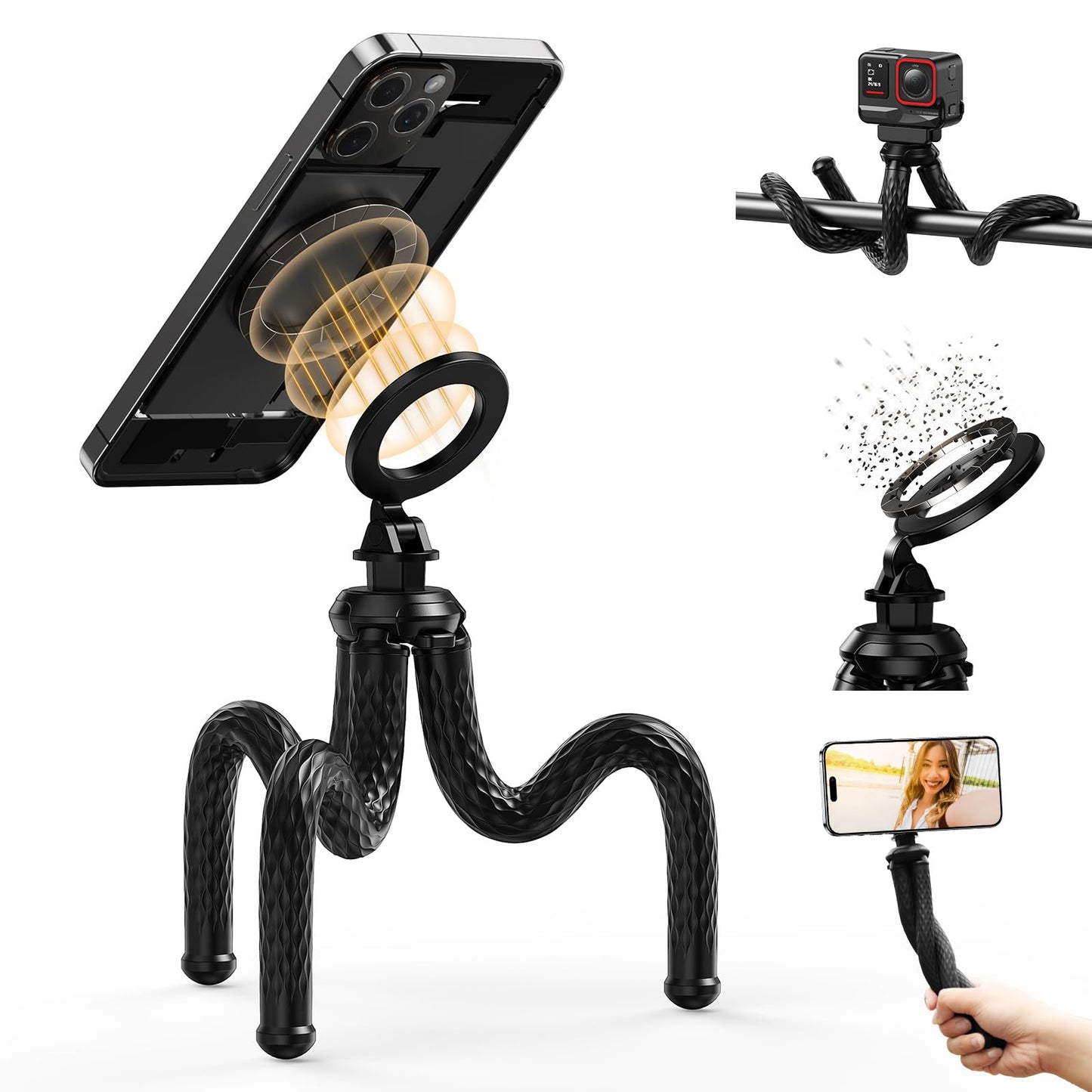 TELESIN Flexible Tripods Phone Tripod Stand Magnetic Bendable Lightweight NEW