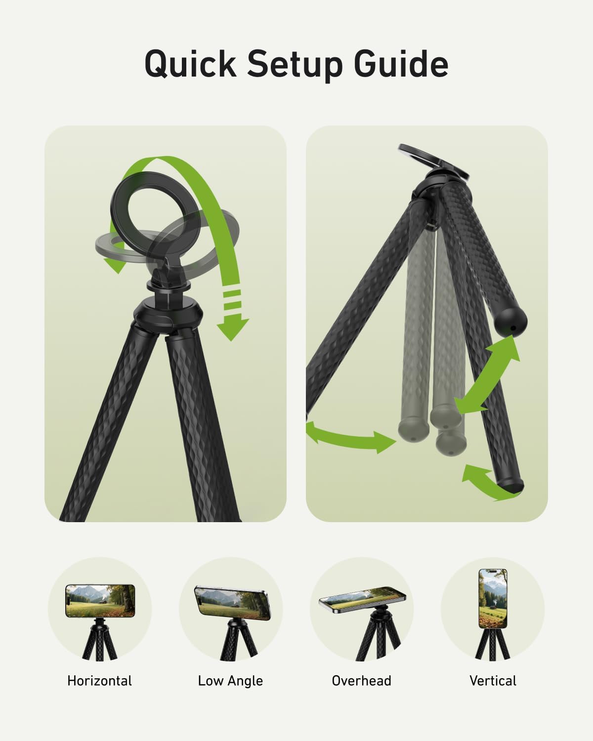 TELESIN Flexible Tripods Phone Tripod Stand Magnetic Bendable Lightweight NEW