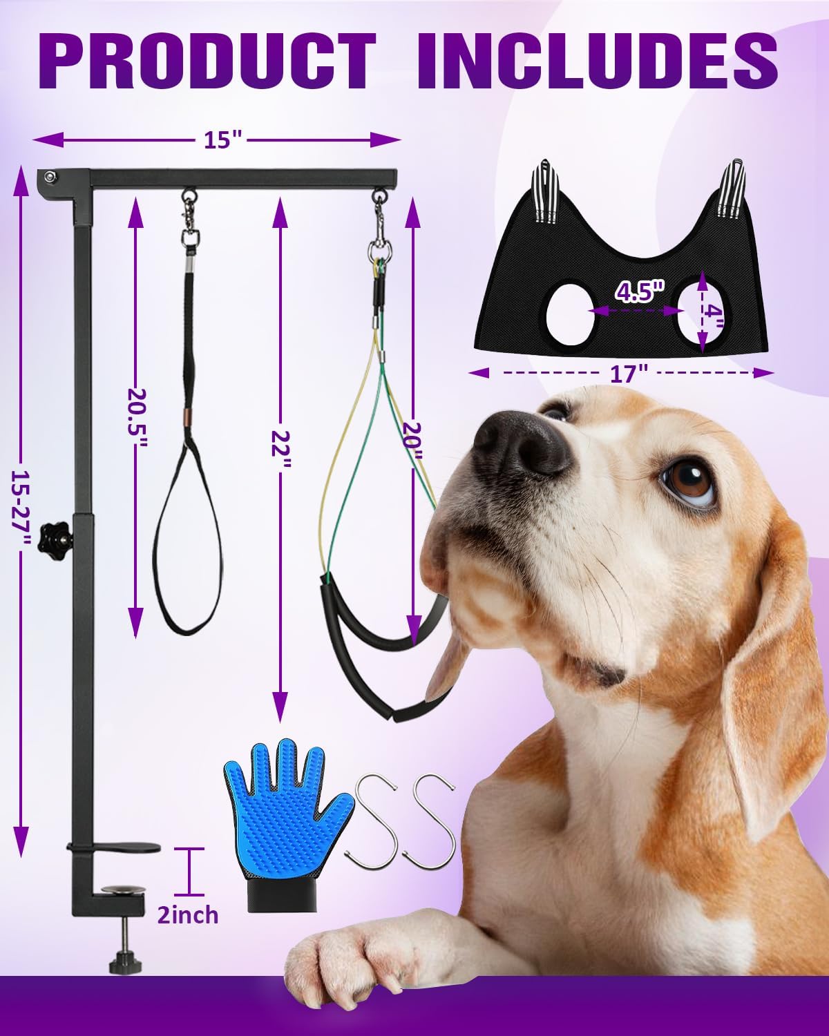 Breeze Touch Basic Leads 35 Inch H Dog Grooming Table Arm with Clamp and NEW