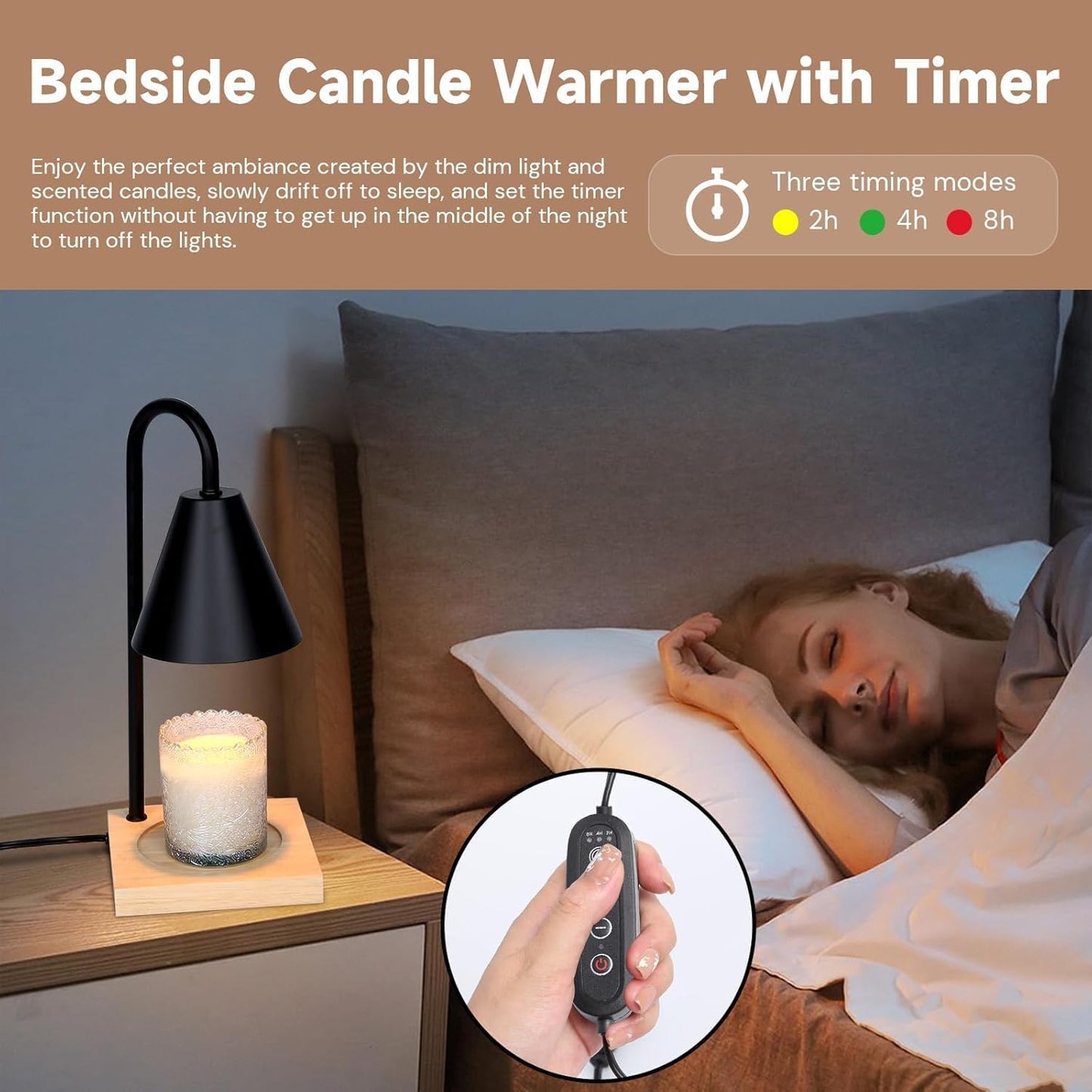 Erumpere Dimmable Candle Warmer Lamp for Jar Candles Electric Wood Table NEW