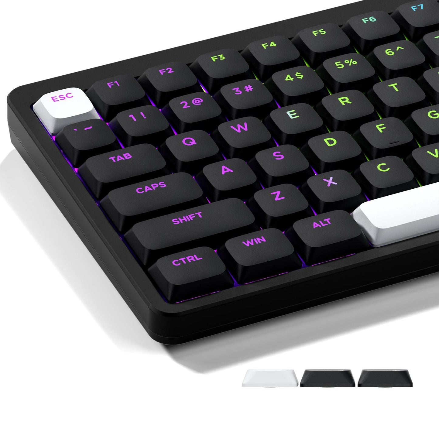 Wesileyern Shine Through Keycap Sets Double Shot PBT Keyboard Keycaps Black NEW