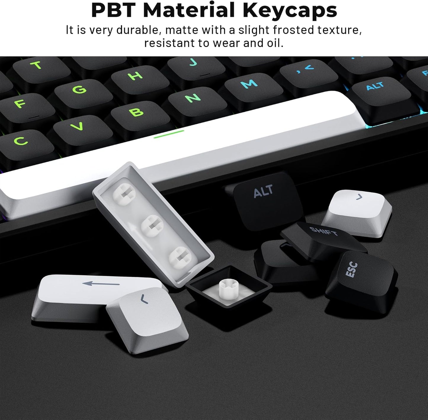 Wesileyern Shine Through Keycap Sets Double Shot PBT Keyboard Keycaps Black NEW