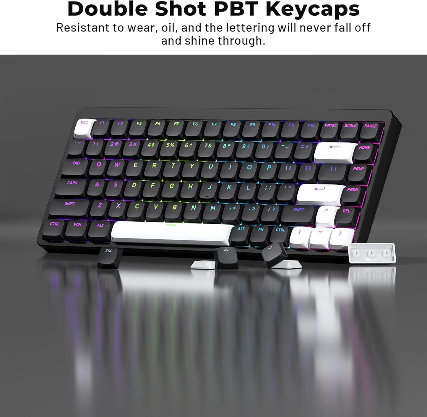 Wesileyern Shine Through Keycap Sets Double Shot PBT Keyboard Keycaps Black NEW