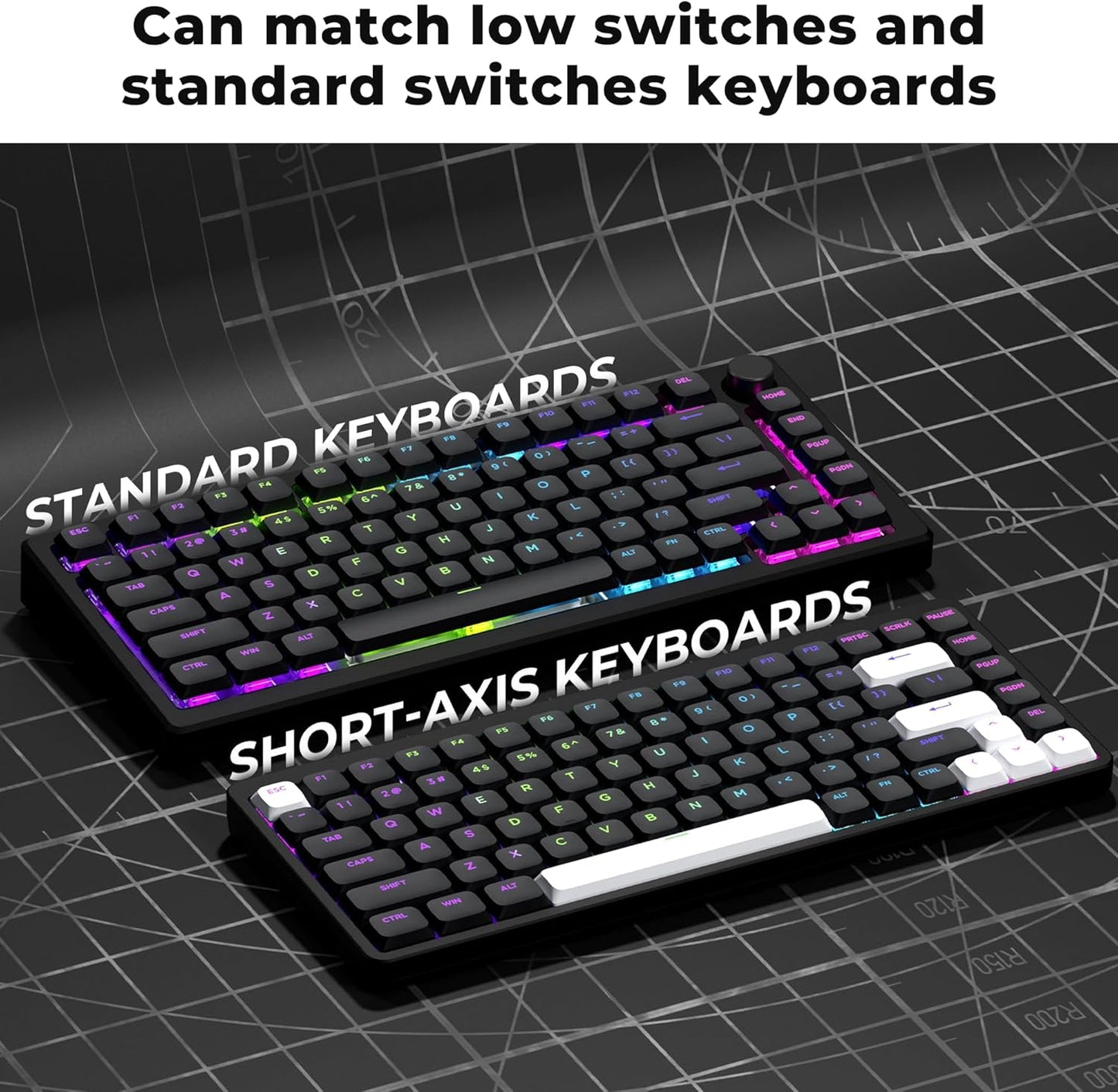 Wesileyern Shine Through Keycap Sets Double Shot PBT Keyboard Keycaps Black NEW