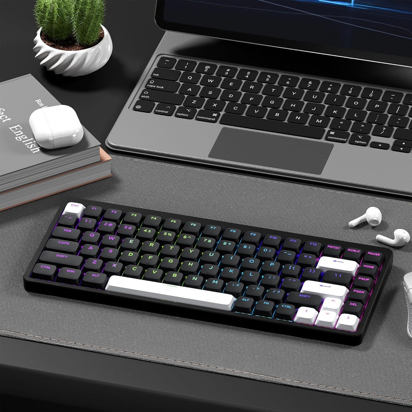Wesileyern Shine Through Keycap Sets Double Shot PBT Keyboard Keycaps Black NEW