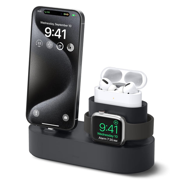 elago 3-in-1 Charging Dock for Apple Watch Series 10/9/8/7/6/5/4, Black NEW