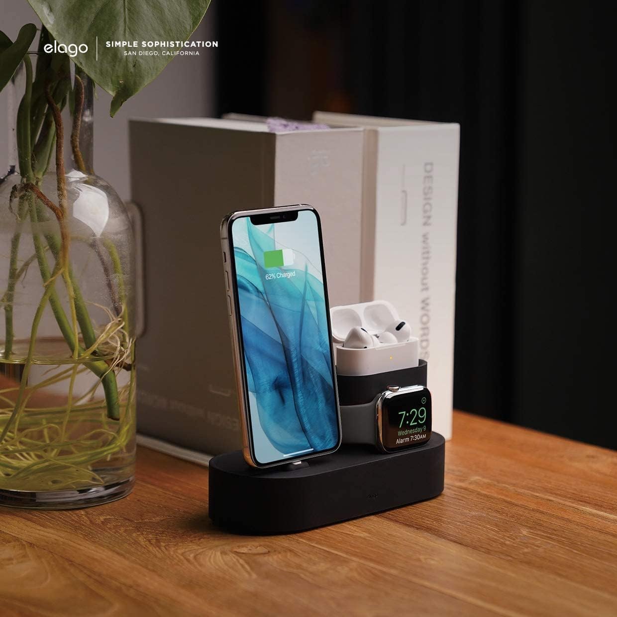 elago 3-in-1 Charging Dock for Apple Watch Series 10/9/8/7/6/5/4, Black NEW