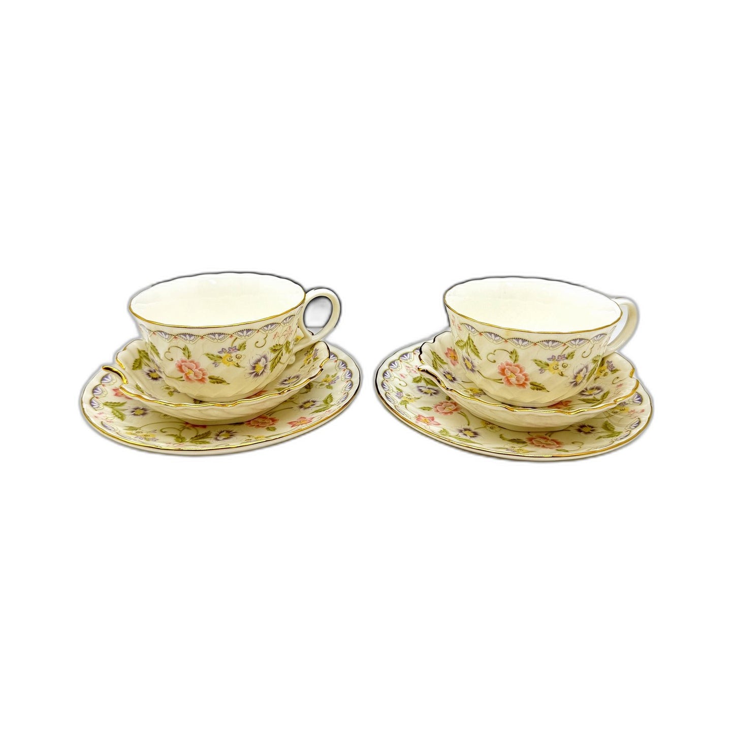 Exceed Bon Edelweiss Floral Porcelain Teacup and Saucer Set Vintage Tea