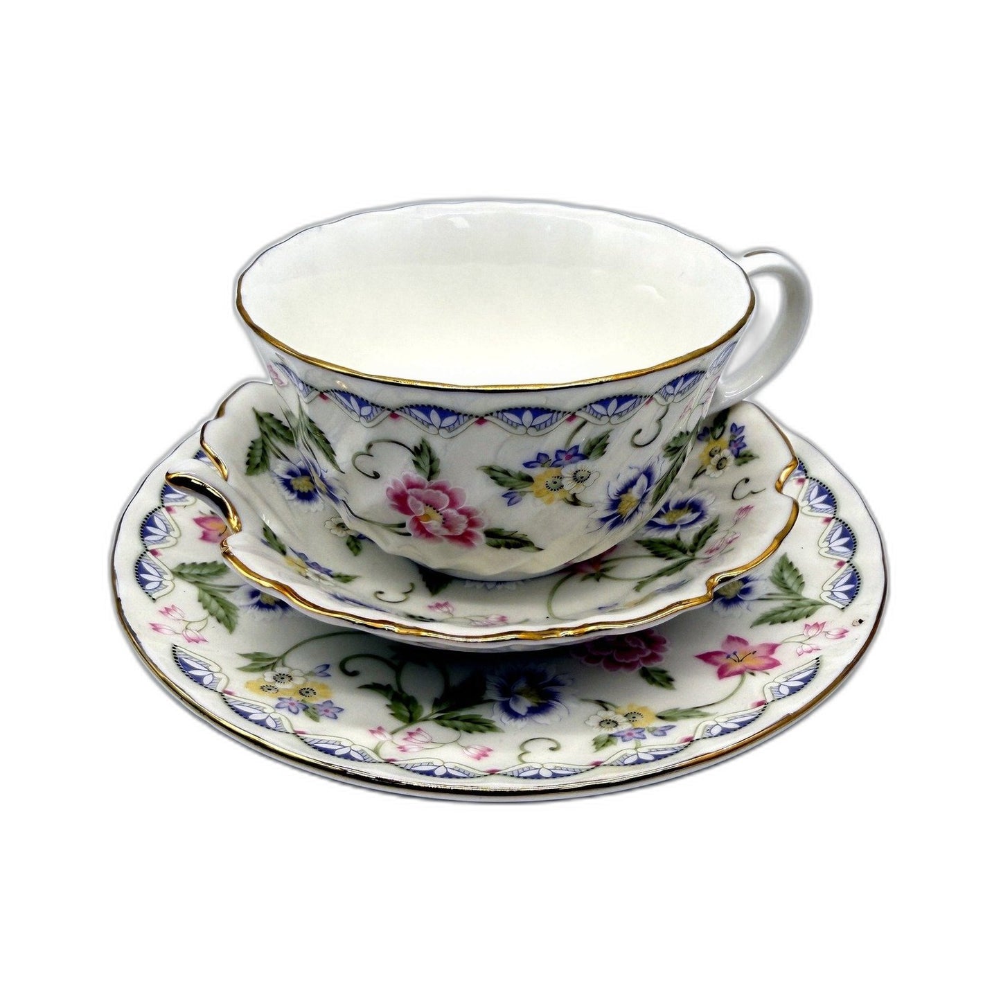 Exceed Bon Edelweiss Floral Porcelain Teacup and Saucer Set Vintage Tea
