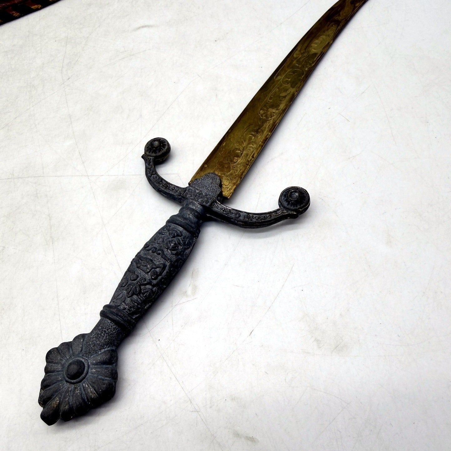 Vintage Decorative Sword Ornate Antique Collectible Gold Black Wall Decor
