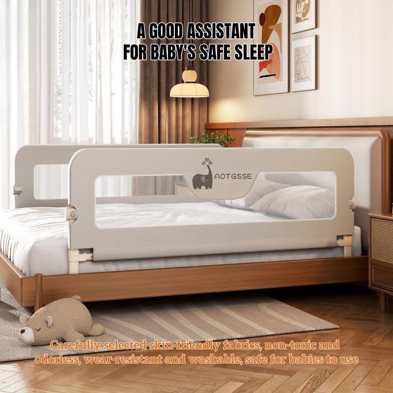 Musotica Foldable Kids Bed Rails Guard with Grey Foam Padding, 150x70cm NEW